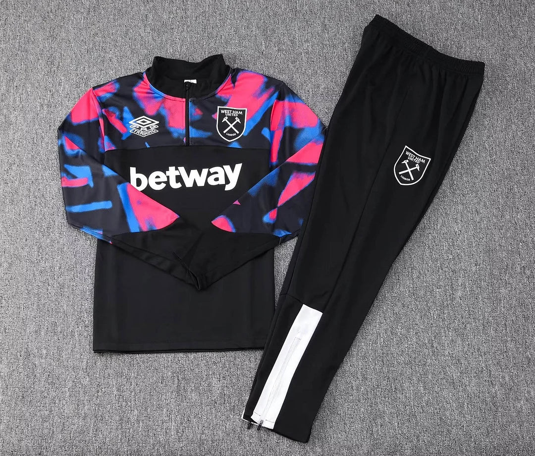 2022/2023 West Ham United Half-Pull Training Suit Black Football Shirt