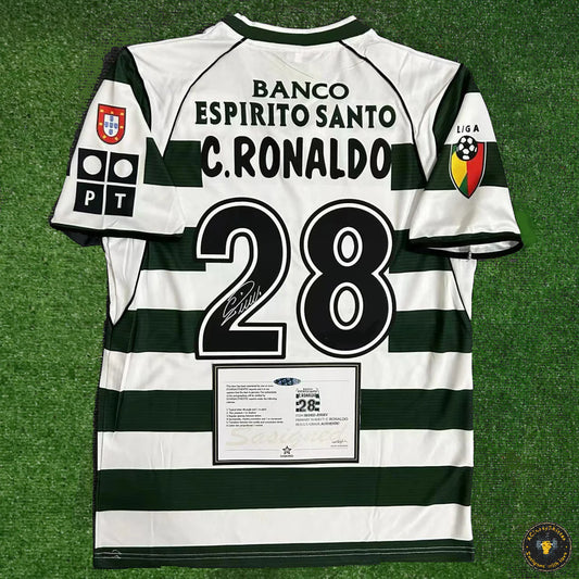 Cristiano Ronaldo SIGNED Sporting Libson 02/03 Signature Shirt/Jersey + COA Retro