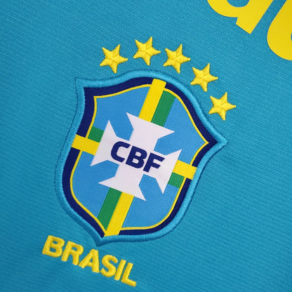 2021 Brazil Training Wear Lake Blue Soccer Jersey