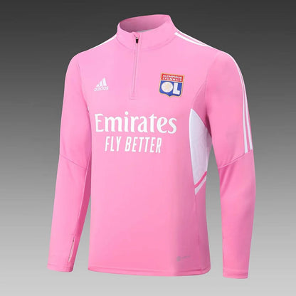 2022/2023 Lyon Half-Pull Training Suit Pink Football Shirt Set