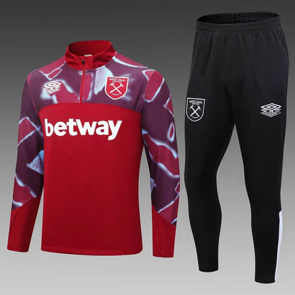 2022/2023 West Ham United Half-Pull Training Suit Red Football Shirt