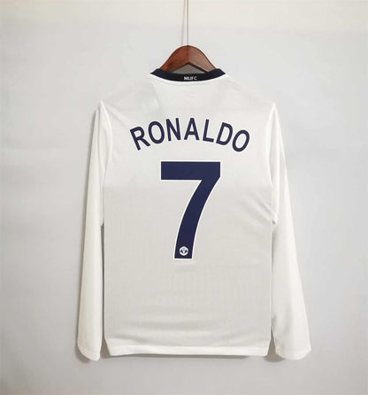 MANU 2008/2009 Away White UCL final Kit – Long Sleeves