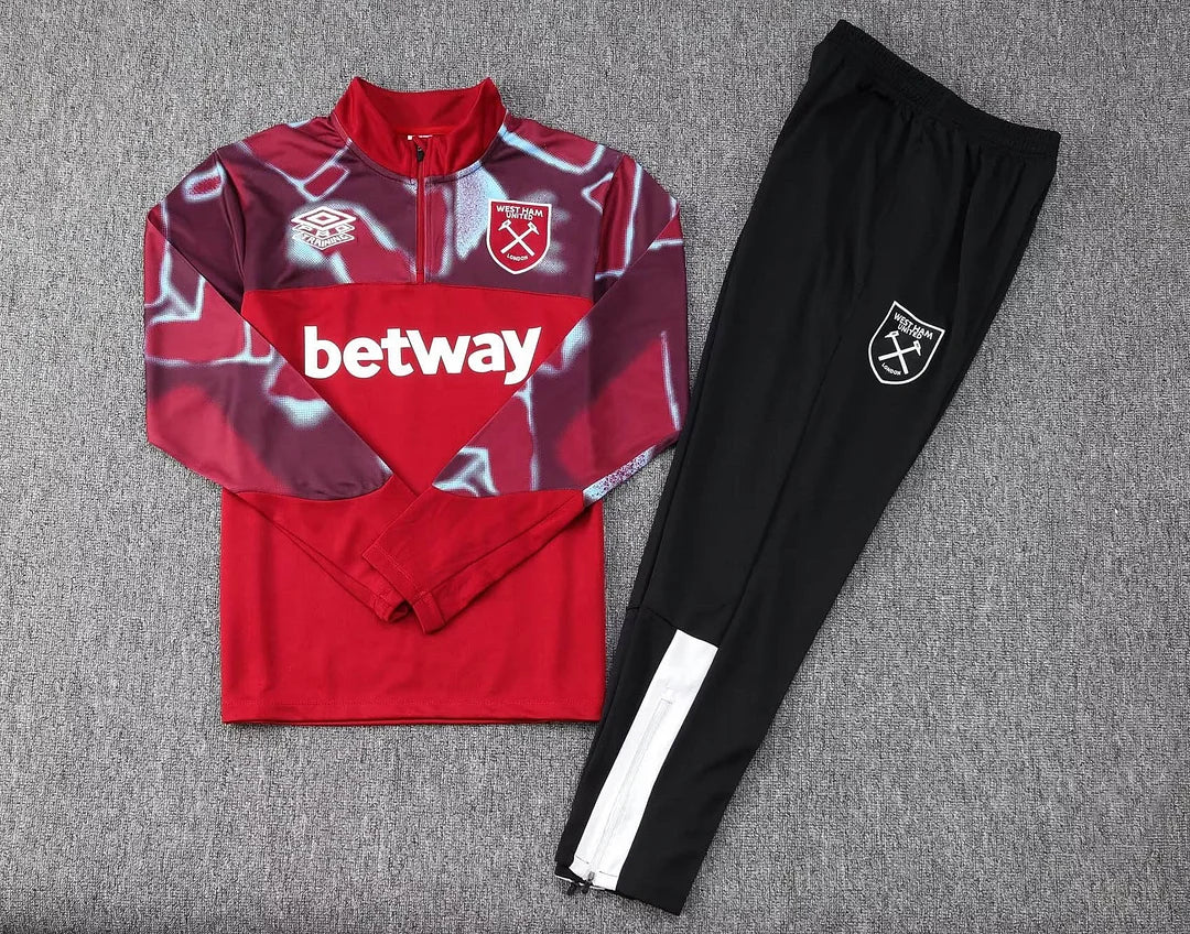 2022/2023 West Ham United Half-Pull Training Suit Red Football Shirt