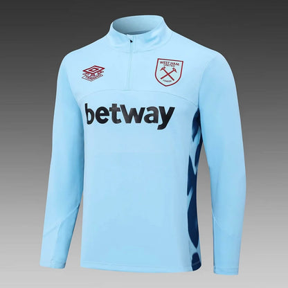 2023/2024 West Ham United Half-Pull Training Suit Light Blue Football Shirt