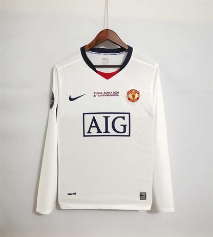 MANU 2008/2009 Away White UCL final Kit – Long Sleeves