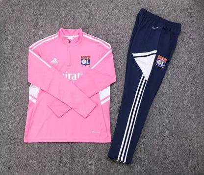 2022/2023 Lyon Half-Pull Training Suit Pink Football Shirt Set