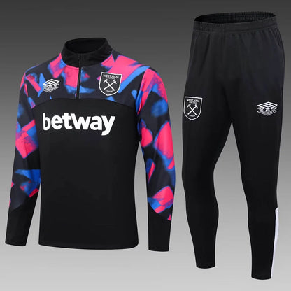 2022/2023 West Ham United Half-Pull Training Suit Black Football Shirt