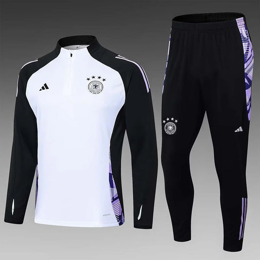 2024 Germany Half-Pull Training Suit White Jersey Set