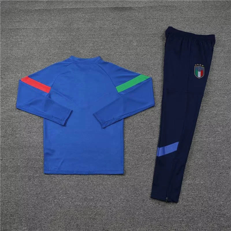 2022 Italy Half-Pull Training Suit Blue Soccer Shirt Set