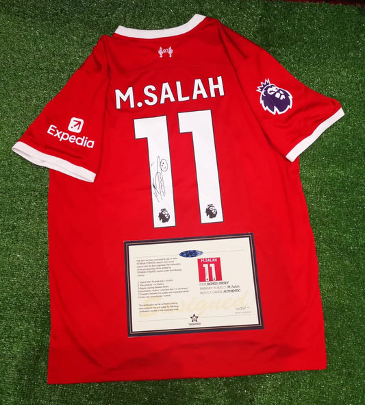 Mo Salah SIGNED Liverpool Home Signature Shirt/Jersey Short Sleeves + COA