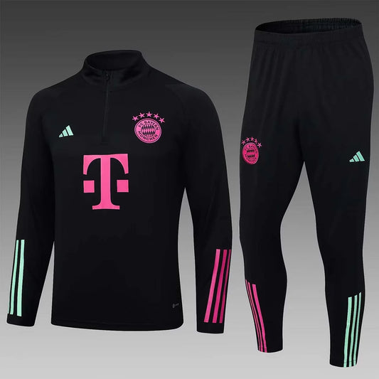 2023/2024 Bayern Munich Half-Pull Training Suit Black Football Shirt