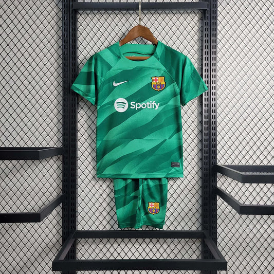 2023/2024 Barcelona Goalkeeper Green Soccer Shirt 1:1 Thai Quality Kids Size