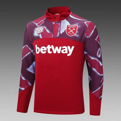 2022/2023 West Ham United Half-Pull Training Suit Red Football Shirt